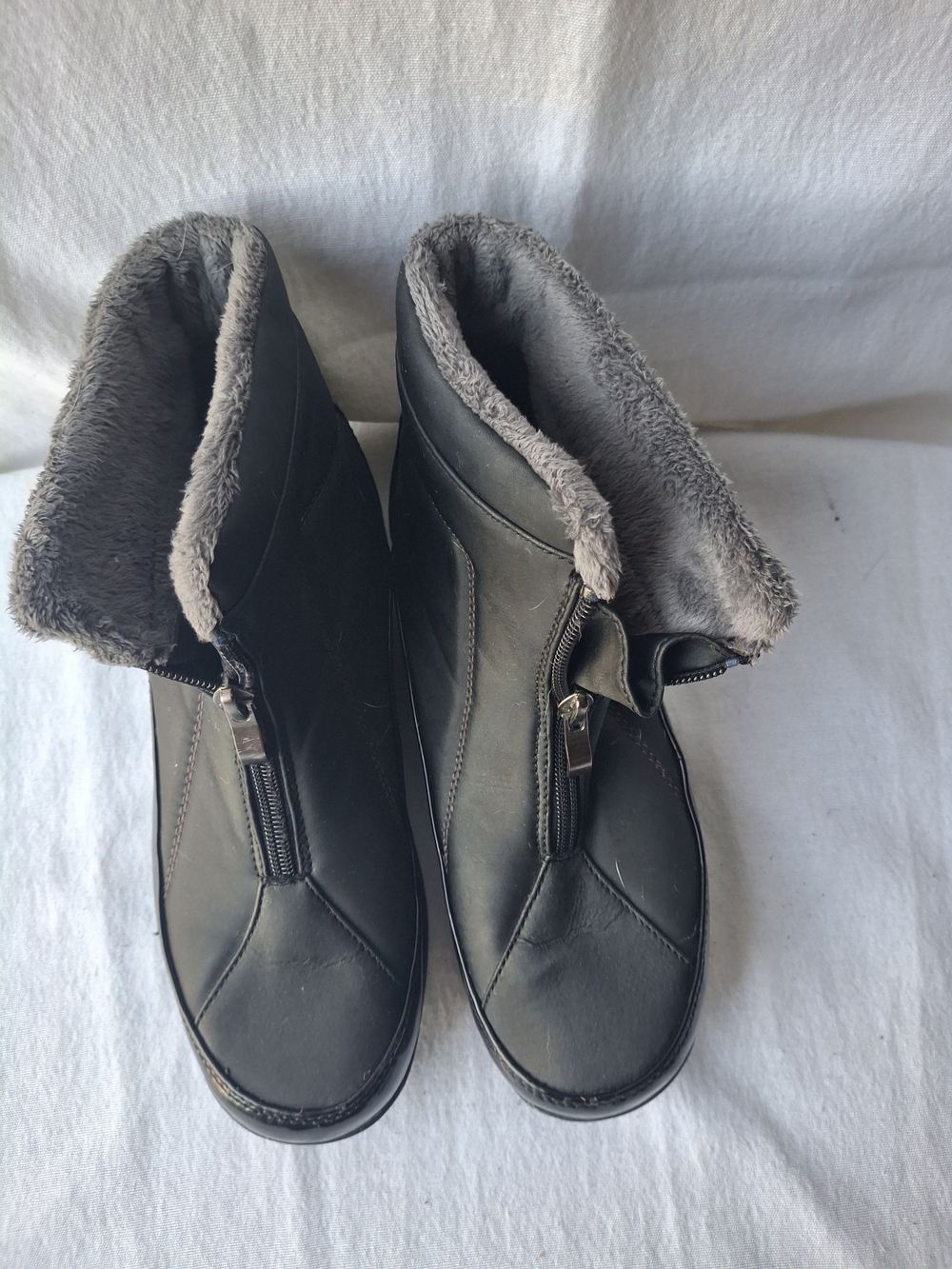 Weatherproof Black Faux-Fur Lined Zip Ankle Winter Boots